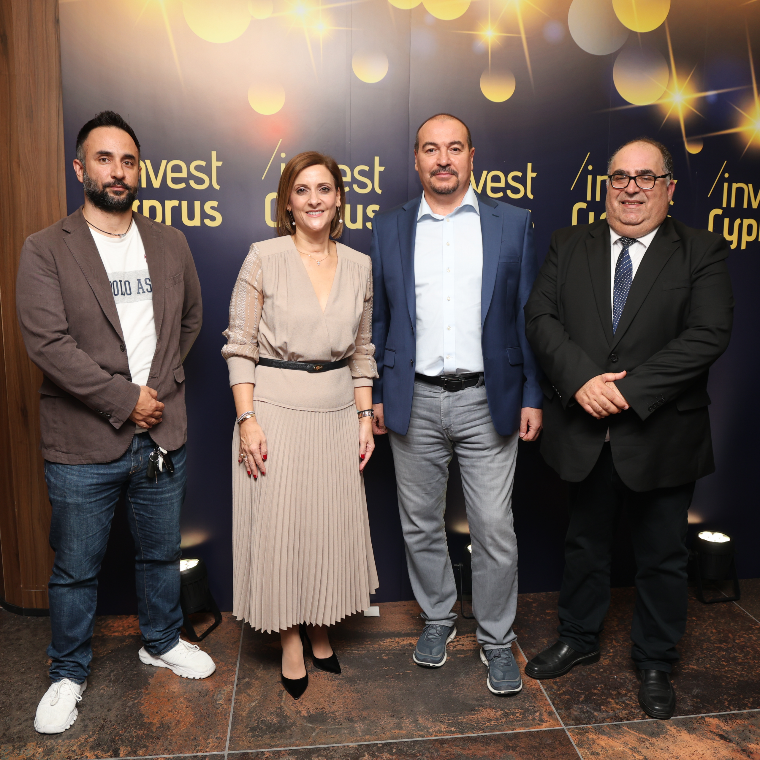 Monitoreal Directors with the First Lady of Cyprus Philippa Karsera Christodoulides and Invest Cyprus leadership at the Festive Gathering.